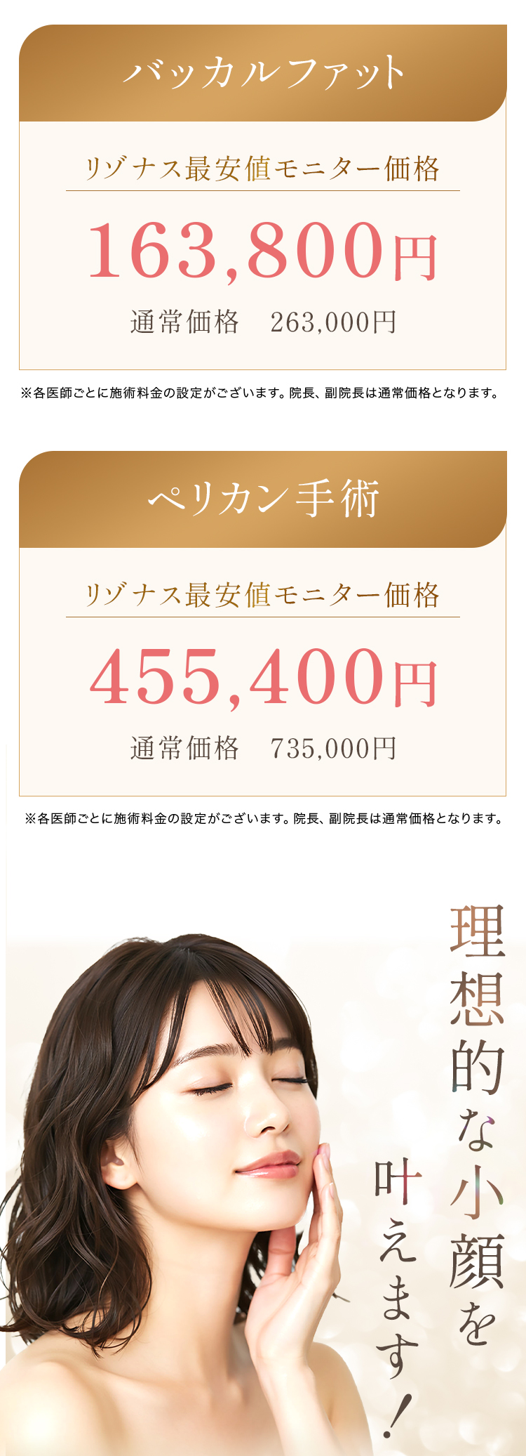 料金表 バッカルファット・ペリカン手術